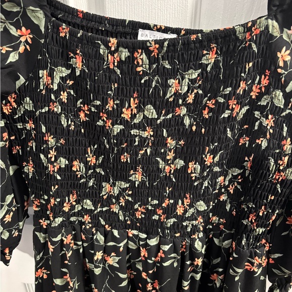 Floral Black Dress with Red and Green Accents - Picture 2 of 4